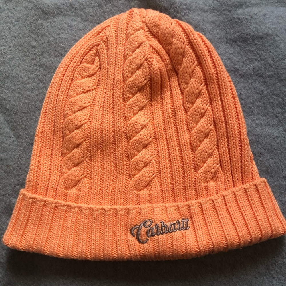 Carhartt Orange Cable Knit Beanie